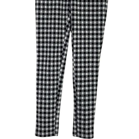 Zara Checkered Front Zip Up Mid Waist Skinny Stretch Ankle Pants S Black White - Picture 5 of 16